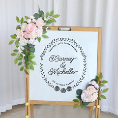 Wedding Arch Flower Imitation Pink Champagne Rose Welcome Sign Wedding Party