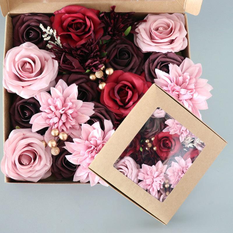 Simulation Flowers Boxed Flowers Mother's Day Birthday Gift Box Flowers Diy Home Hand Flower