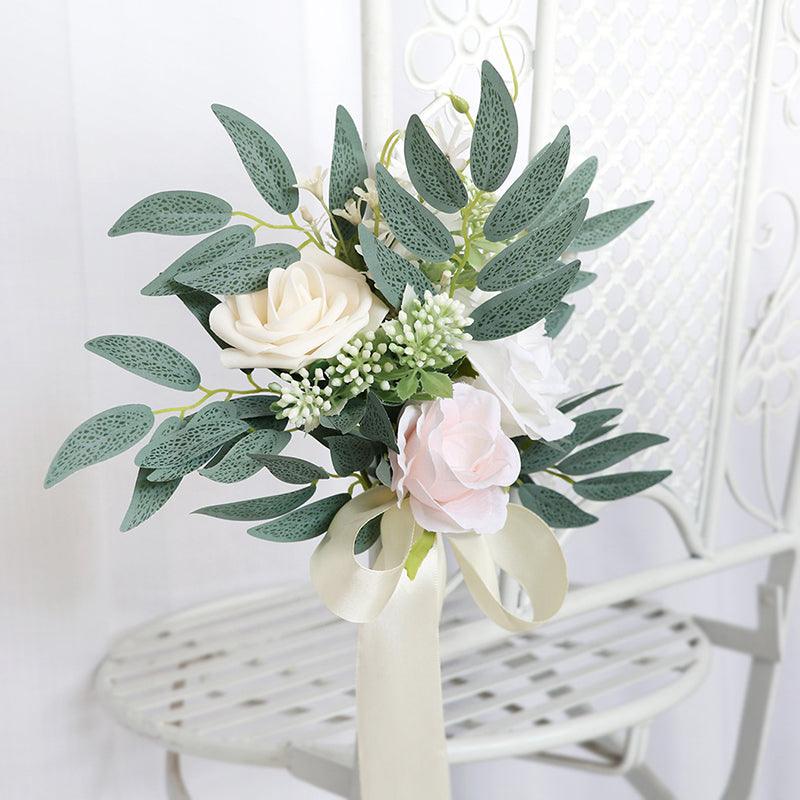 Simulated Huasen Series Outdoor Wedding Rose Willow Leaf Small Flower Bundle Chair Back Flower Decoration