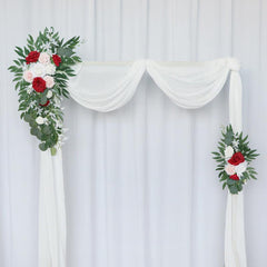 Red Pink Roses Wedding Arch Hanging Corner Floral Decor