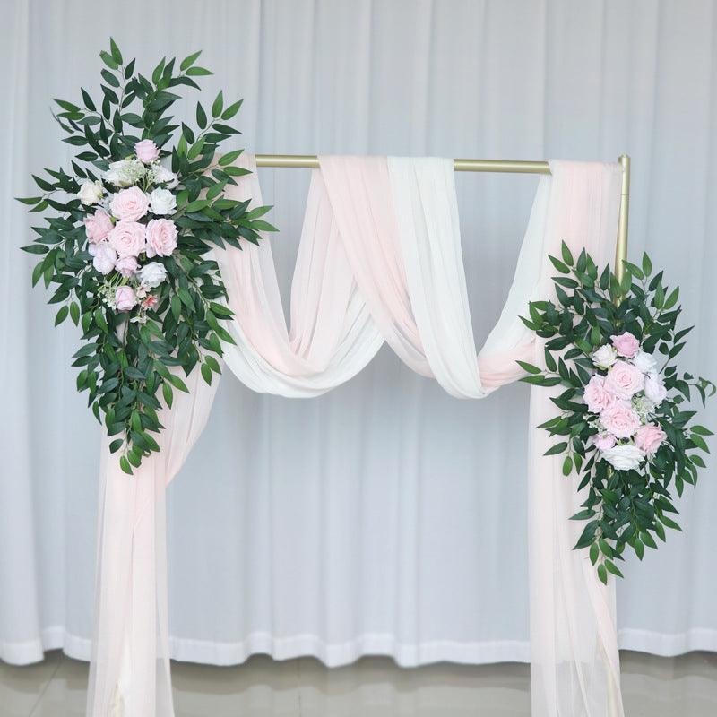 Pink Green Wedding Arch Corner Flower Decor