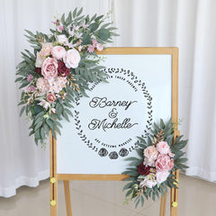 Wedding Arch Flower Imitation Bean Paste Pink Rose Welcome Sign Wedding Party