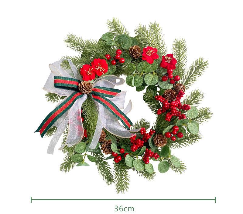 Simulation Pine Needle Wreath Christmas Flowers Money Leaves Greenery Wall Hanging Indoor Decoration