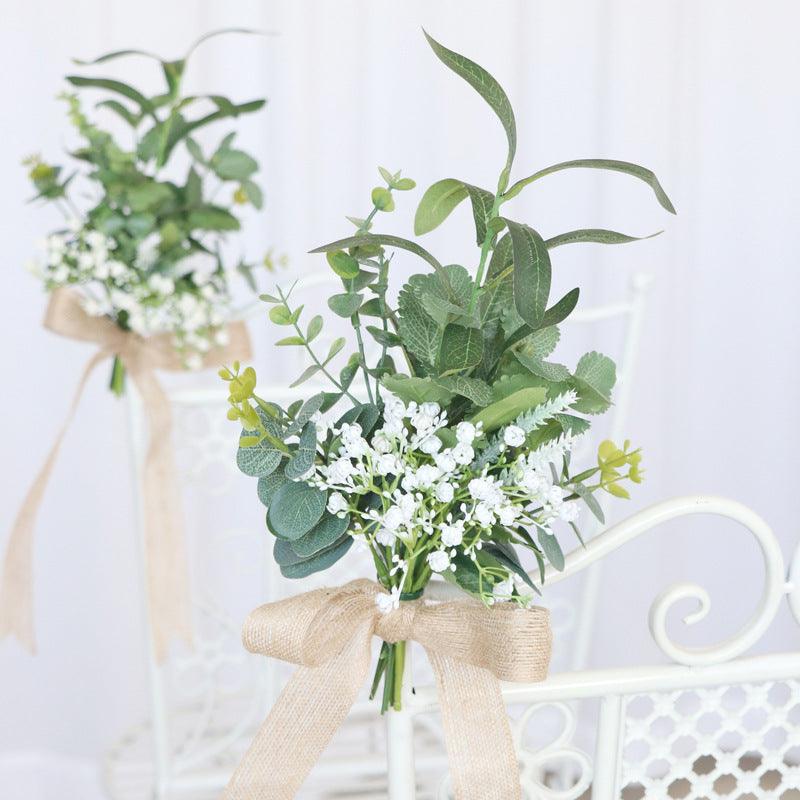 Simulated Flower Forest Series Full Sky Star Green Leaf Chair Back Flower Wedding Chair Back Flower Decoration