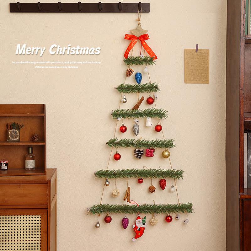 Wooden Wall Hanging Christmas Tree Star Log Color Christmas Decoration