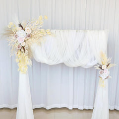 Simulated Arch Decoration Wedding Scene Welcome Sign Beige White Corner Flower Arrangement