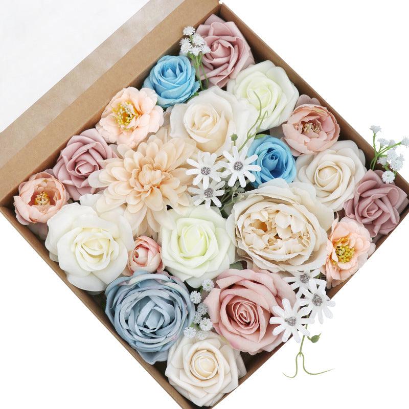 Simulation Flower Flower Box Birthday Proposal Gift Box Flower Head with Rod DIY Wedding Bridal Bouquet