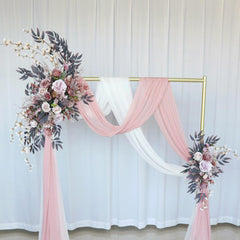 Simulated Arch Decoration Wedding Scene Welcome Sign Bean Paste Powder Grey White Flower Corner Flower Arrangement