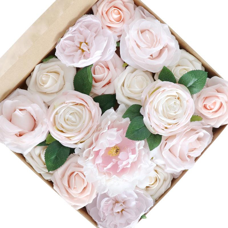 Simulation Boxed Flowers Wedding Birthday Valentine's Day Party Favour Box Flower Head with Rod Diy