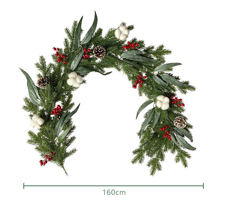 Simulation pine needles rattan Christmas atmosphere decoration pine cone cotton red fruit indoor wall decorations