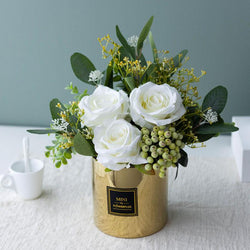 Simulated silk white moisturizing rose floral living room decoration ornaments