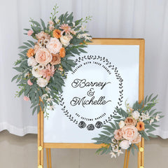 Simulated Champagne Flower Art Wedding Welcome Sign Decorative Corner Flower Props