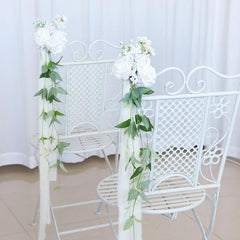 Simulated white and green rattan chair back flower wedding chair back flower decoration