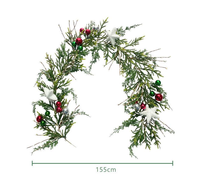 Simulation Christmas Balls Berries Christmas Tree Greenery Decoration Artificial Pine Needles Rattan