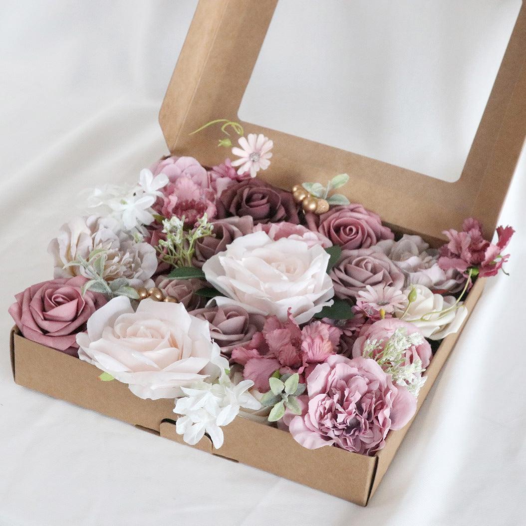 Simulation rose boxed flowers European wedding bridal bouquet DIY