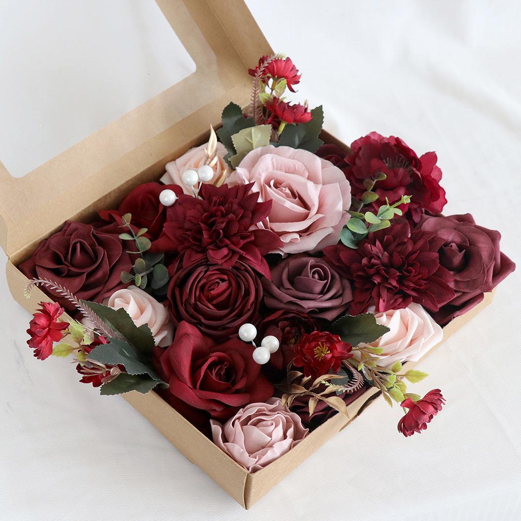 European Simulation Flower Box Wedding Banquet Handmade Gift Box Flower Holiday Diy Decoration