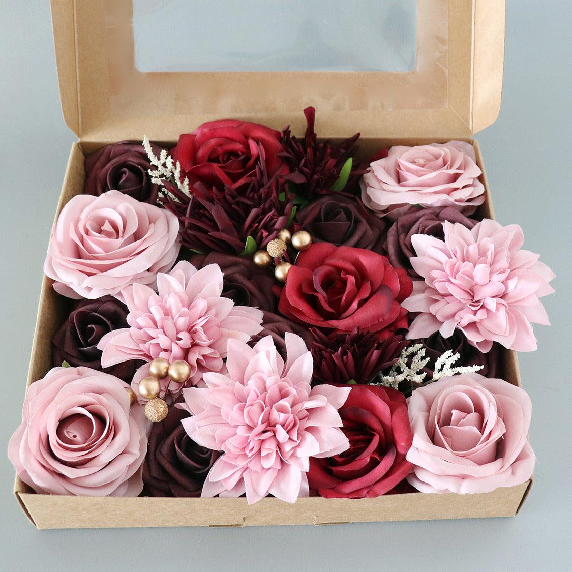 Simulation Flowers Boxed Flowers Mother's Day Birthday Gift Box Flowers Diy Home Hand Flower