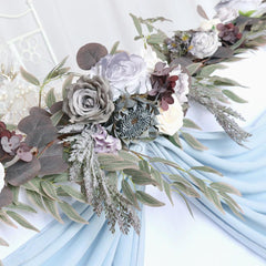 Simulated Rose Stripe Grey Purple Table Flower Rose Vine Wedding Decoration Background