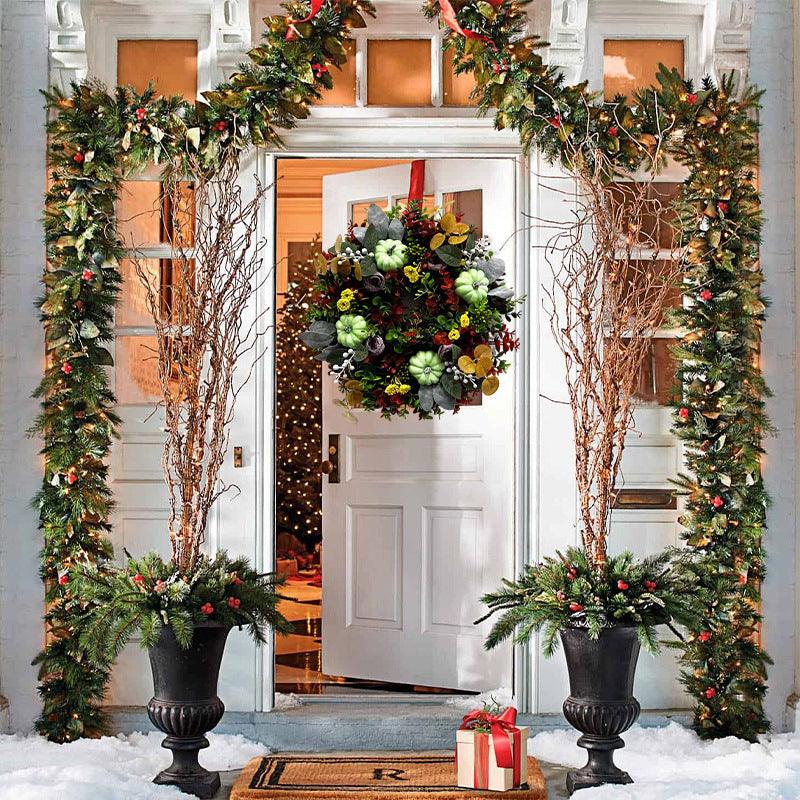 Christmas Supplies Eucalyptus Pumpkin Wreath Front Door Hanging Decoration Christmas Decoration Wreaths