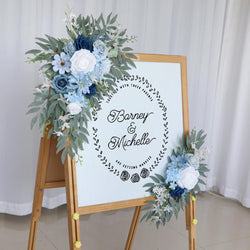 Wedding Arch Flower Simulation Haze Blue Rose Welcome Sign Wedding Party