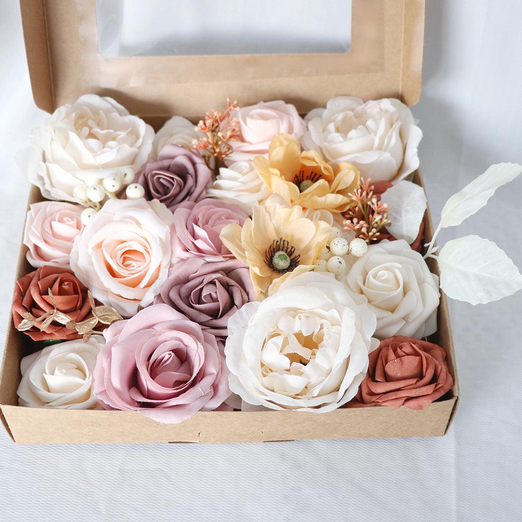 European Style Wedding Handmade Gift Gift Flower Box Simulation Flowers Boxed Flowers Diy Home Bouquet