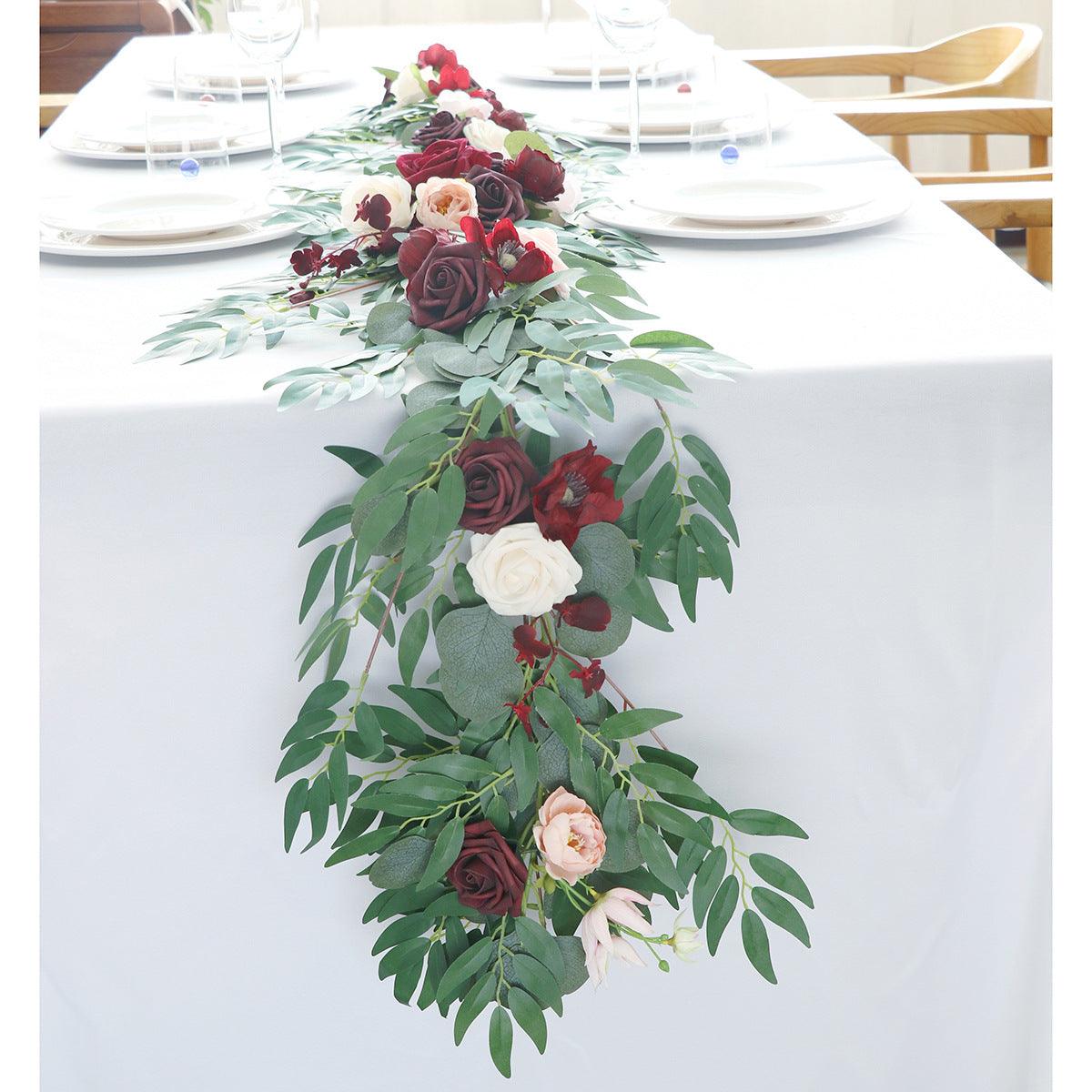 Wedding Strip Wine Red Champagne Table Flower Forest Outdoor Simulation Vine Decoration