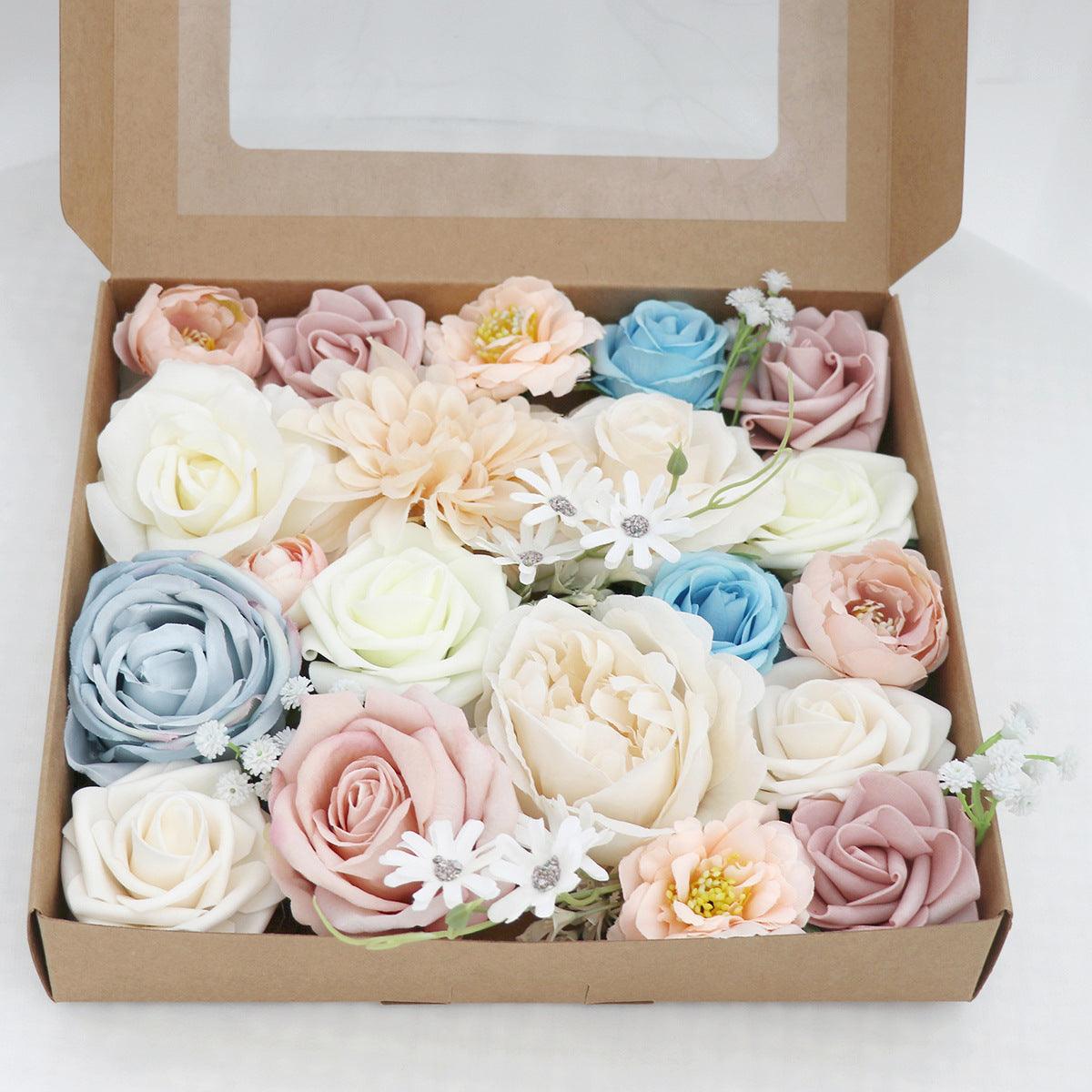 Simulation Flower Flower Box Birthday Proposal Gift Box Flower Head with Rod DIY Wedding Bridal Bouquet