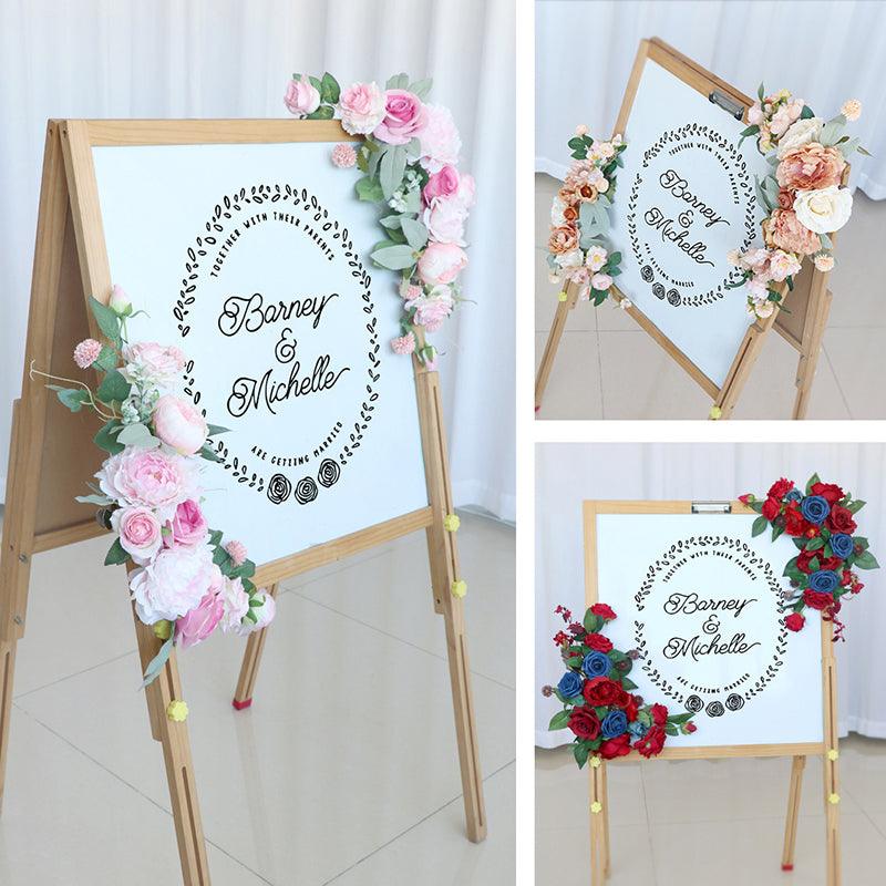 Simulated Rose Art Wedding Welcome Sign Decorative Corner Flower Props