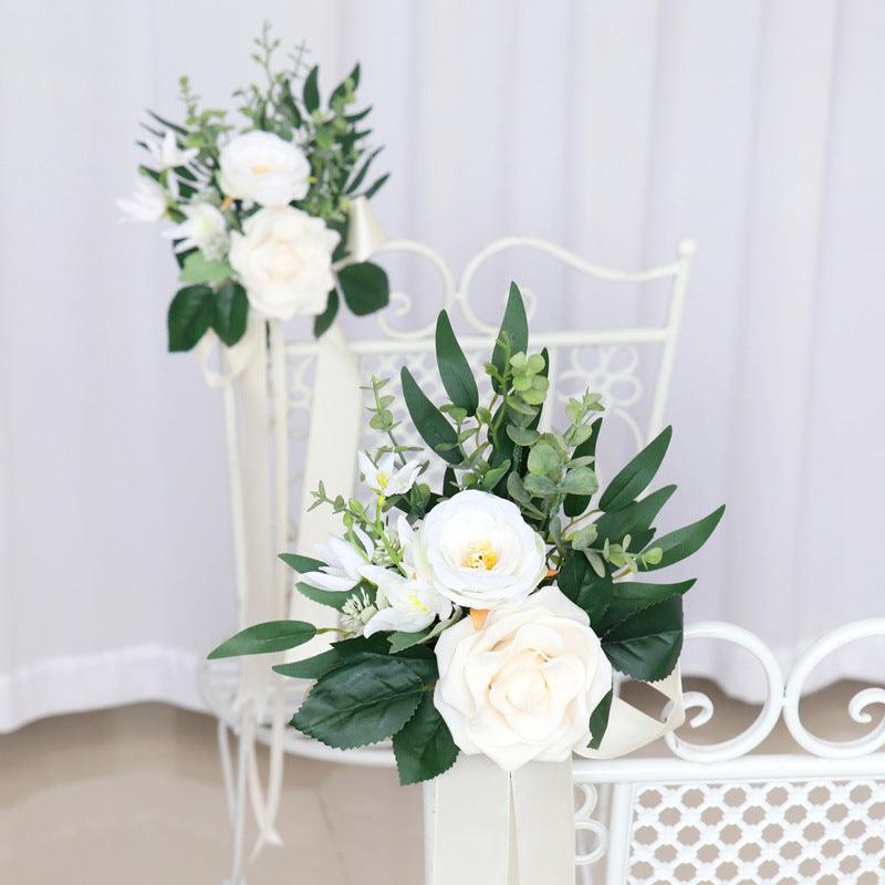 Simulated Huasen series outdoor wedding decoration chair back flower decoration