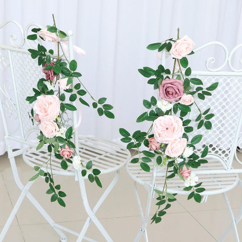 Simulated flower cane chair back flower wedding chair back flower decoration