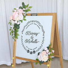 Wedding Arch Flower Imitation Pink Champagne Rose Welcome Sign Wedding Party