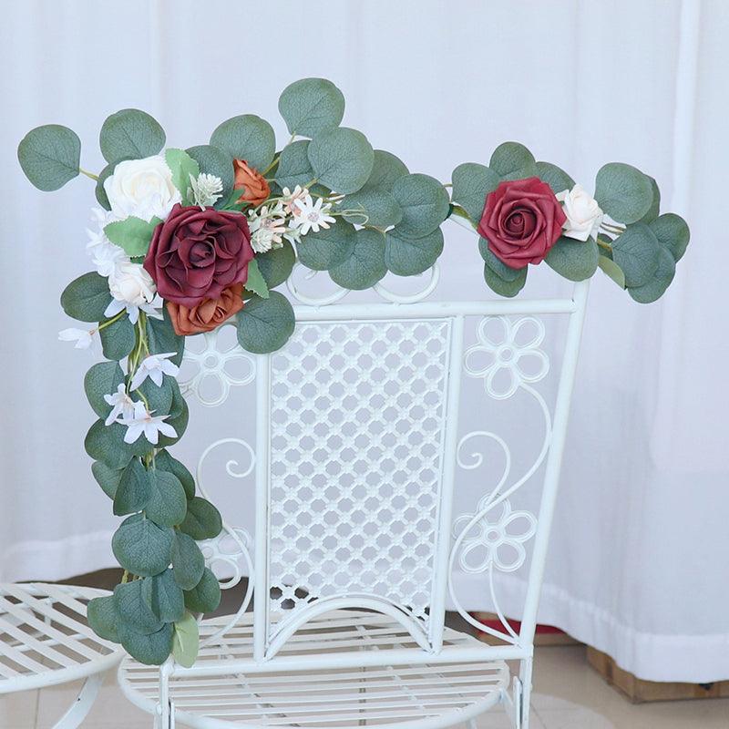 Simulated flower Eucalyptus rattan chair back flower wedding chair back flower decoration
