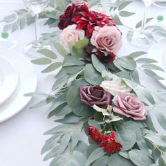 Simulated Rose Stripe Lotus Root Powder Wine Red Table Flower Rose Vine Wedding Decoration Background