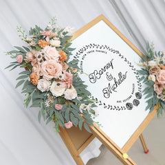 Simulated Champagne Flower Art Wedding Welcome Sign Decorative Corner Flower Props