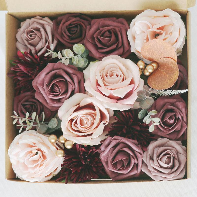 European style wedding simulation boxed flowers wedding birthday party handmade gift flower box Diy Home