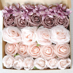 Simulation flowers PE roses boxed flower head with rod Diy home bouquet wedding birthday gift