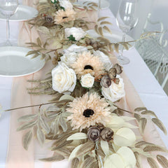 Simulated Rose Stripe Milk Tea Vine Table Flower Rose Vine Wedding Decoration Background