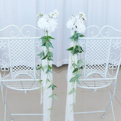 Simulated white and green rattan chair back flower wedding chair back flower decoration