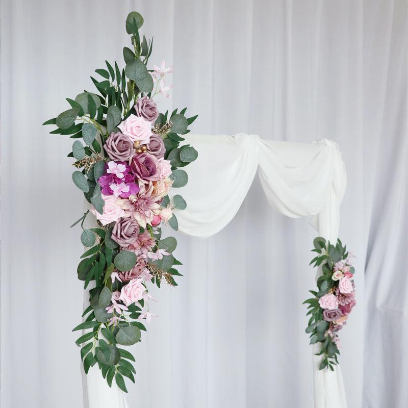 Pink Purple Rose Roses Wedding Arch Hanging Corner Floral Decor