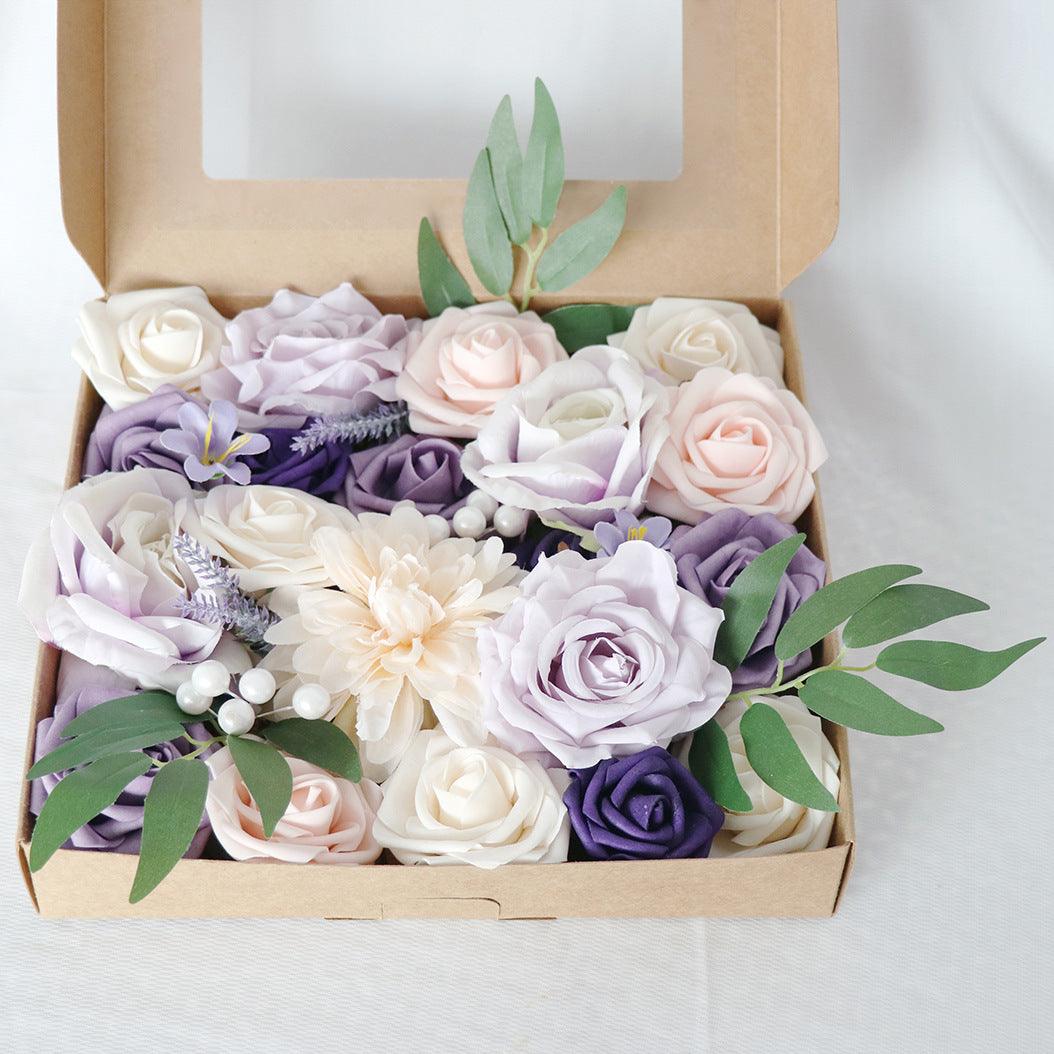 Simulation Flowers Boxed Flowers New Knot Birthday Wedding Accompaniment Gift Box Flowers Diy