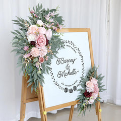 Wedding Arch Flower Imitation Bean Paste Pink Rose Welcome Sign Wedding Party