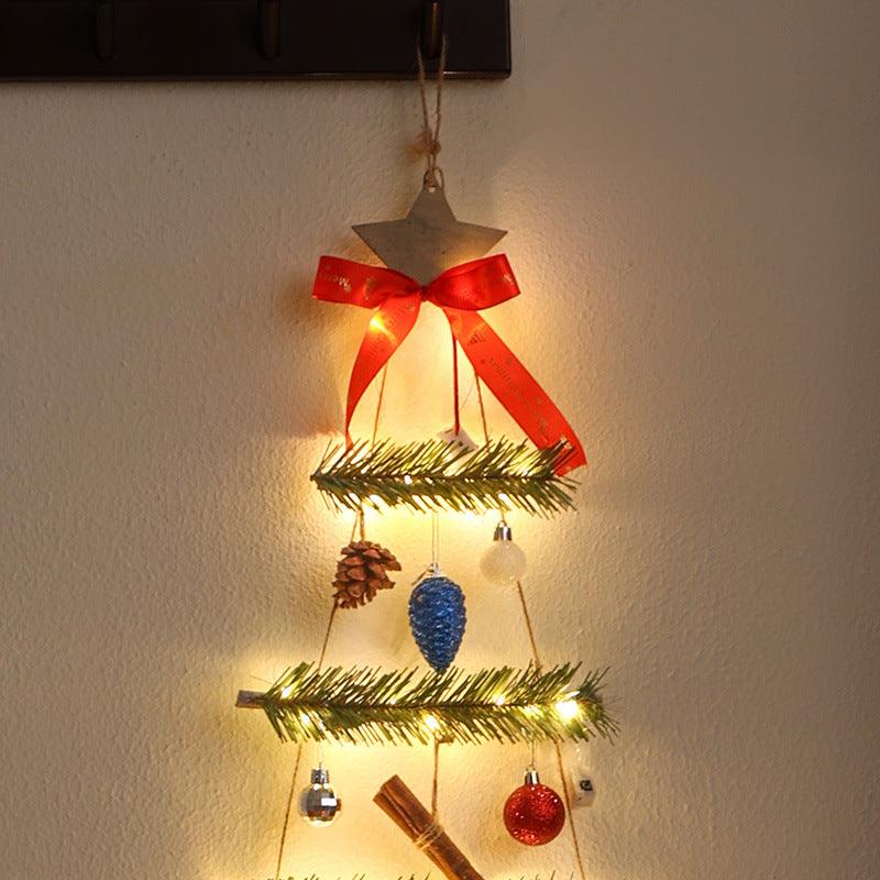 Wooden Wall Hanging Christmas Tree Star Log Color Christmas Decoration