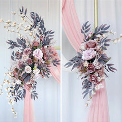 Simulated Arch Decoration Wedding Scene Welcome Sign Bean Paste Powder Grey White Flower Corner Flower Arrangement