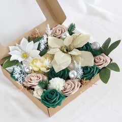 Simulation Flower Flower Box Holiday Christmas Tree Decoration Gift Box Flower Head With Rod DIY