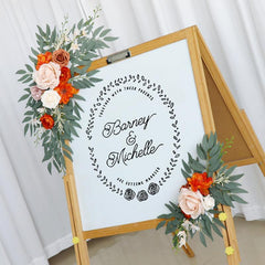 Wedding Arch Flower Imitation Champagne Orange Rose Welcome Sign Wedding Party