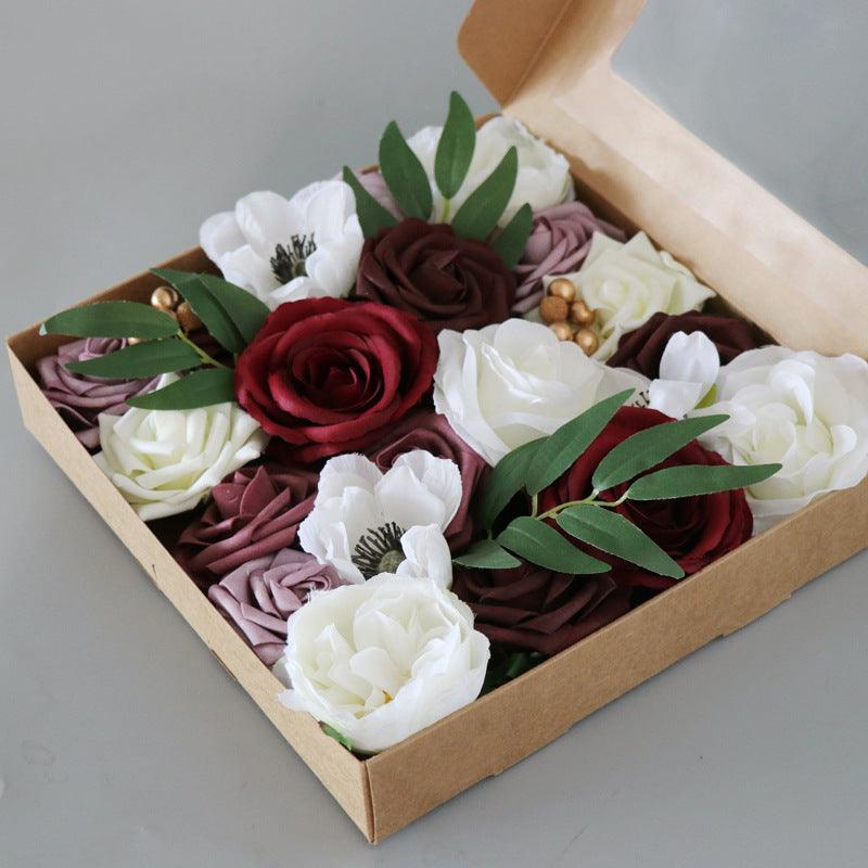 Boxed Flowers European Wedding Birthday Party Simulation Flower Gift Box Wedding Diy Bridal Hand Flower