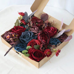 Simulation Rose Boxed Flowers Holiday Gift Flower Box Flower Heads with Rods Wedding Diy Bridal Bouquet