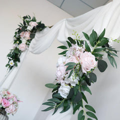 Pink Whiee Rose Wedding Arch Hanging Corner Floral Decor