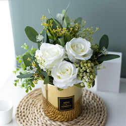 Simulated silk white moisturizing rose floral living room decoration ornaments