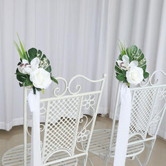 Simulated flower outdoor wedding chair back flower dance scene layout